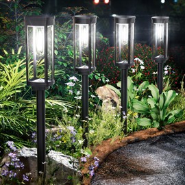 ALFIOT Solar Pathway Lights Outdoor,6 Pack Solar Lights Outdoor, IP65 Waterproof Auto On/Off Solar Garden Lights Solar Powered Landscape Lighting for Yard Walkway Driveway Pathway