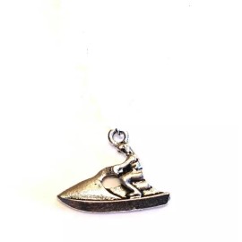 QUALITY made keepsake from my USA art studio 925 STERLING silver 20" necklace JET SKI BOAT LAKE pendant women charm FREE  BOX