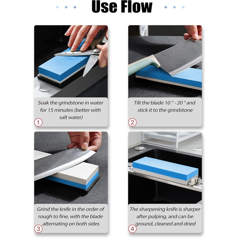 Premium Whetstone Knife Sharpening Stone Kit,2 Side Grit 1000/6000 Whetstone