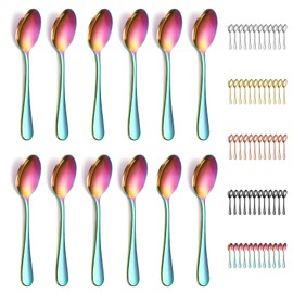 Evanda Teaspoon Rainbow 12 x 14 cm, Coffee Spoon Made of Titanium, Rainbow Coating, Stainless Steel, Espresso Spoon, Dessert Spoon, Small Spoon, Cutlery for Tea, Coffee, Dessert, Dishwasher Safe