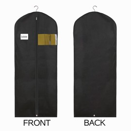 Julisle Long Dress Bag Garment Cover Bag Suit Bag with Zipper & Viewing Window | Breathable, Washable, Dustproof Clothes Storage | 3-Pack, Black, 60-Inch