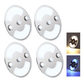 Obeaming Campervan Interior LED Ceiling Puck Light, 12V Dimmable 75mm Acrylic Disk Light with Blue Nightlight, 12 Volt for Van Boat Motorhome Truck Car Caravan Interior Lighting(4 Pack,3000K)