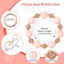 Wristlet Keychain Silicone Beaded Wrist Keychain Elastic Car Key Holder Bangle Women Keys Ring Bracelet Cute Car Key Chain Holder