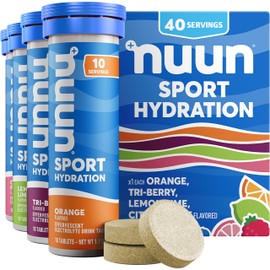 Nuun Sport Electrolyte Tablets with Magnesium, Calcium, Potassium, Chloride & Sodium, Gluten Free & Vegan, Mixed Flavors, 4 Pack (40 Servings Total)