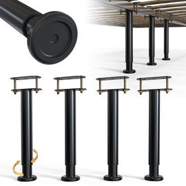 YUEYIN 4Pcs Adjustable Height Bed Frame Support Leg, Extra Sturdy Steel Bed Frame Support Legs with Wider Rubber Base, More Stable/Quieter, Bed Slat Reinforcement Kit for King/Queen Bed (10"-16.5")
