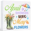 Spring Decor Farmhouse April Showers Bring May Flowers Wood Sign