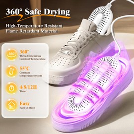 NZQXJXZ Electric Shoe Dryer with Intelligent Timer, Quick Drying Glove Dryer & Boot Dryer, Effectively Eliminates Odours and Antibacterial (EU Plug)