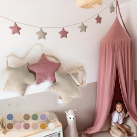 LILIMAUS Star Bunting Fabric [in 12 Colours] Bunting Children's Room - 100% Cotton Handmade Garland Fabric - Bunting Muslin - House Bed Decoration Girls & Boys - Garland Decoration Baby Room