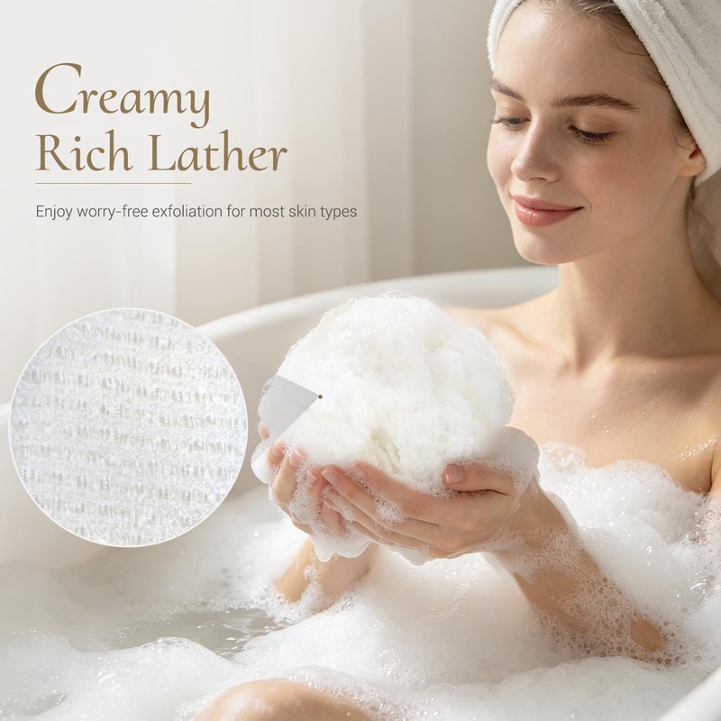 4 Pack Exfoliating Washcloth Towels, Extra Long Back Scrubber for
