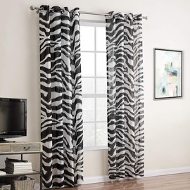 vctops Zebra Pattern Curtains Grommet Top Semi Sheer Linen Textured Window Drapes for Bedroom Living Room, 1 Panel (Zebra,52"x84")