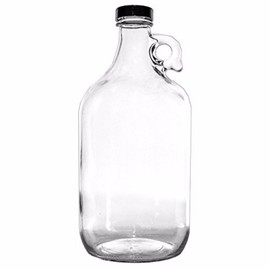 True Fabrications 1/2 gal Clear Glass Beer Growler, Reusable with Poly Seal Cap, 64 oz., Clear (Pack of 3)