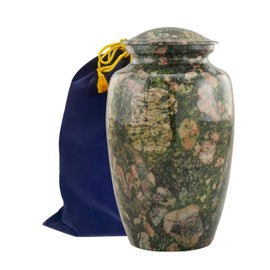 Keepsake Urn | Marble Finish Keepsake Cremation Urn for Ashes | Metal Sharing Urn for Human or Pets Ashes | Mini Memorial Urn with Velvet Bag (Blue Marsh)