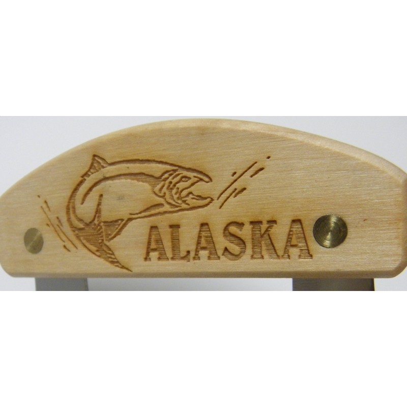 Alaskan Ulu Inupiat Style with Salmon Etched Birchwood Handle 6