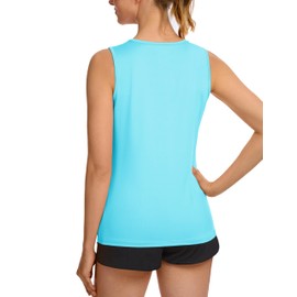 TACVASEN Womens UV Protection Workout Tank Tops Sleeveless Running Athletic Shirts UPF 80+ Quick Dry Yoga Tank Top Light Lake Blue L