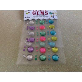 Unbranded SELF-STICK 3D GEMS MULTI-COLOR GEMS, MULTI-SIZE GEMS 63pcs