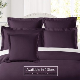 Nestl Soft Pillow Shams Set of 2 - Double Brushed Microfiber Pillow Covers - Hotel Style Premium Bed Pillow Cases, with 1.5” Decorative Flange, Euro 26"x26" - Eggplant