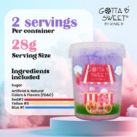 Gotta B Sweet Rainbow Cotton Candy - 2 oz (Pack of 3) - Blue Raspberry and Purple Grape Flavors - Birthday Party Treats for Kids