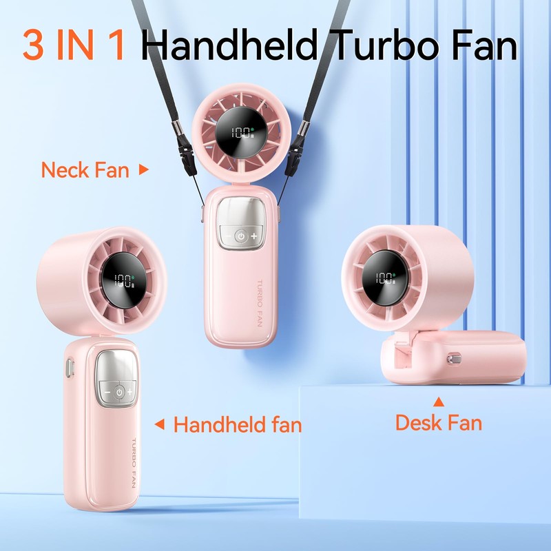 KIMMOO 3-in-1 Portable Handheld Turbo Fan-100 Speeds, 15000 RPM, 10Hrs