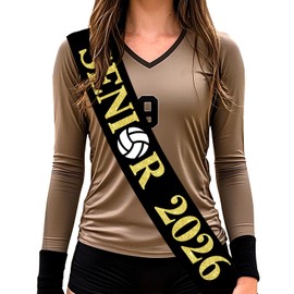 Merrystorm 6Pcs Volleyball Senior 2026 Sash Black Gold Volleyball 2026 Graduation Sash 2026 Sports Graduation Party Decorations Cheerleader Celebration for Senior Night Celebration Party Supplies
