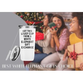 Onebttl Funny White Elephant Gifts for Adult Useful, Best White Elephant Gifts Exchange Party Idea, 20oz Stainless Steel Tumbler, Got This Lousy Cup