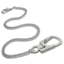 Ahiller Key Chain, Double Lock Wallet Security Chain, Long Trouser Chain for Men, Heavy Duty Biker Wallet Chain, Yk- Silver-jr-1p