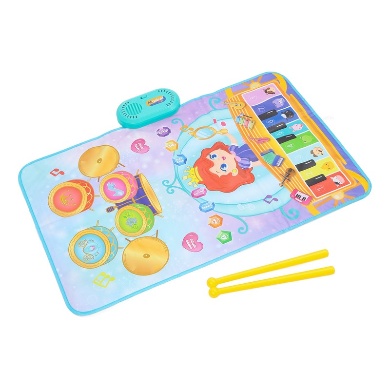 Piano Keyboard Drum Mat with 2 Drumsticks Plastic Waterproof Easy