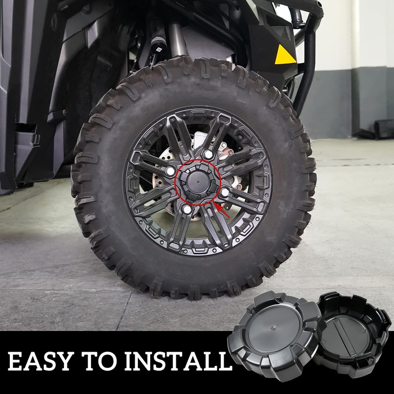 SAUTVS Tire Wheel Hub Caps for Polaris General 1000, Black