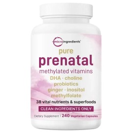 Micro Ingredients Pure Methylated Prenatal Vitamins for Women – 240 Veggie Capsules