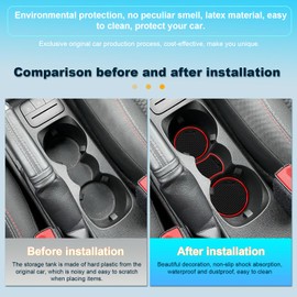 BIXUAN Fiesta8 2024 Compatible with Ford Fiesta MK8 2017-2023 2024 Anti-Slip Mats Centre Console Armrest Rubber Mats Drink Holder Mat 14 Non-Slip Door Seam Mats Door Slot Mat