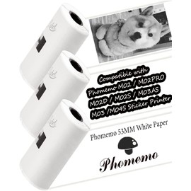 HD White Paper for M02 Pro M02D M02S Mo2 M03 M03AS M04S M02 Printer Paper - Black on White M02 Labels - Memoking M02 Paper Roll Compatible with Phomemo Printer Paper M02 Sticker /2.08"x11.48ft/3 Rolls