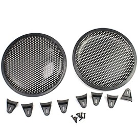OZXNO 2 Pcs 8 Inch Metal Mesh Speaker Grills Covers Subwoofer Grill Protective Case and Presser feet with Mounting Screws for Home Audio Car Speaker (Black)
