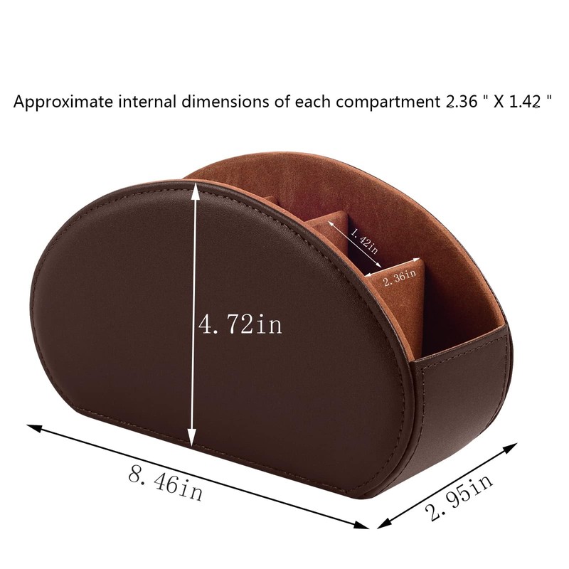 FACAICAI Remote Control Holder with 5 Compartments,Pu Leather Office Organization