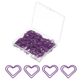 PATIKIL 100pcs Paper Clip, Heart Style Paper Clip Small Cute Rust-Proof Metal Strong Durable Bulk for Office Home, 23mm, Purple
