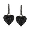 Ross-Simons 2.10 ct. t.w. Black Spinel Heart Drop Earrings in