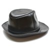 Yosang Men's Genuine Leather Fedora Porkpie Hat (XL(57-58cm/22.47-22.8in)) Black