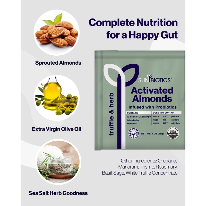 Sunbiotics Activated Organic Sprouted Almonds - Truffle & Herb, Pack