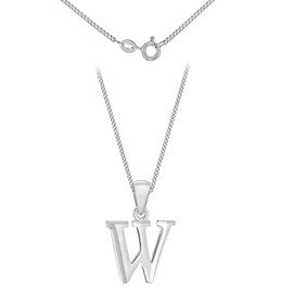 Tuscany Silver Women's Sterling Silver Initial W Pendant on Curb Chain of Length 46 cm/18 Inch