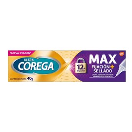 Corega Ultra Max Fijación y Sellado Crema Adhesiva para Prótesis Dentales, Sin Sabor, 40g