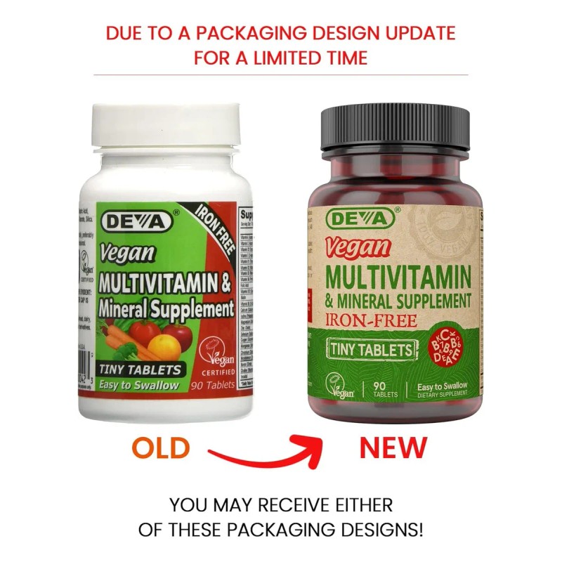 Deva Nutrition Multivitaminico Sin Hierro 90 Mini Tabs Sabor Sin