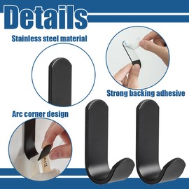 4 Stück kleiderhaken selbstklebend Wandhaken Edelstahl Handtuchhaken Ohne Bohren Garderobe Haken Klebende Wandhaken zum Aufhängen für Handtuch Schlüssel, J-förmig Haken mit Nagelfreiem Kleber
