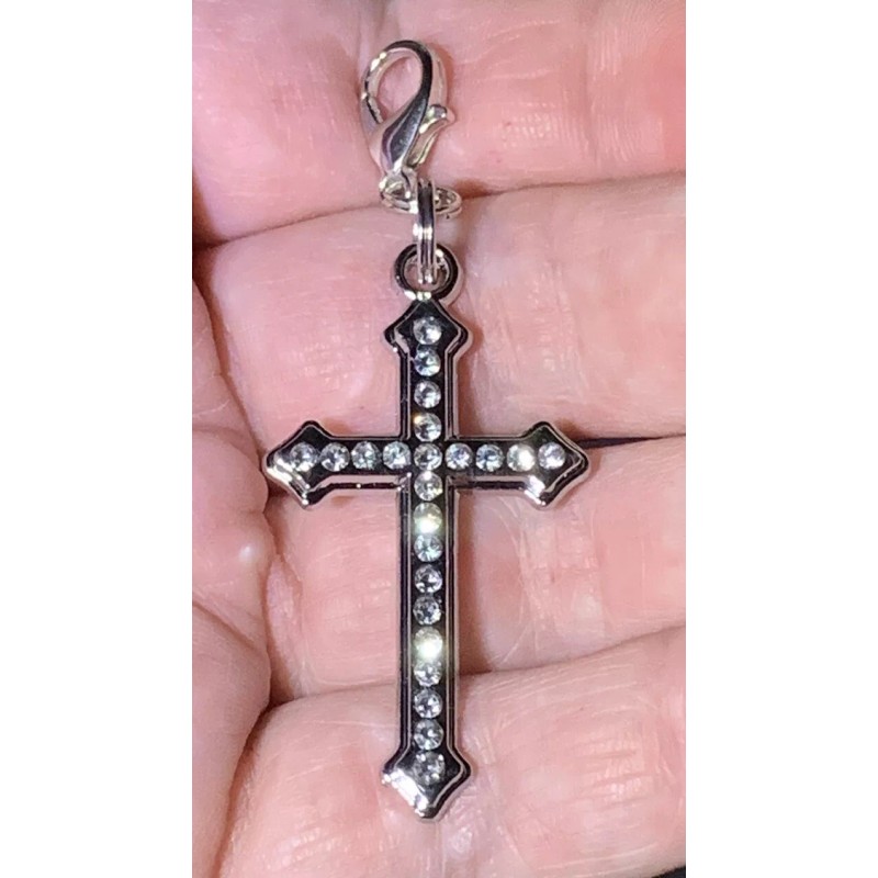 Silver Cross ✝️ Crystal Clear CZ Zipper Pull & Keychain