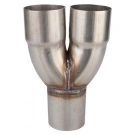 Exhaust Merge Collector, Universal Stainless Exhaust Y Pipe Adapter 2.5in OD inlet to 2.5in ID Dual Exhaust Adapter Connector