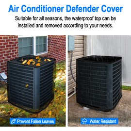 TRELC Air Conditioner Cover for Outside Unit, All Seasons Full Mesh AC Cover with Detachable Waterproof Top, Winter AC Unit Covers Outdoor Against Cottonwood, Leaves, Snow (27.5" x 27.5" x 31.5")