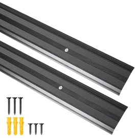 Heainaiyoo Aluminum Floor Transition Strip Doorways, Black Metal Door Threshold for Joining Floor Gaps, Carpet, Threshold Cover, Floor Tiles, Size 36 x 2.4 x 0.1 in (Pack of 2)