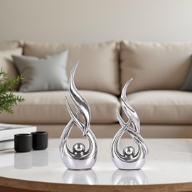 XMGZQ - Juego de estatuas abstractas de cerámica dorada de 2 piezas, arte abstracto moderno de mediados de siglo, decoración del hogar, estatua en una decoración única de estante, divisor de gabinete
