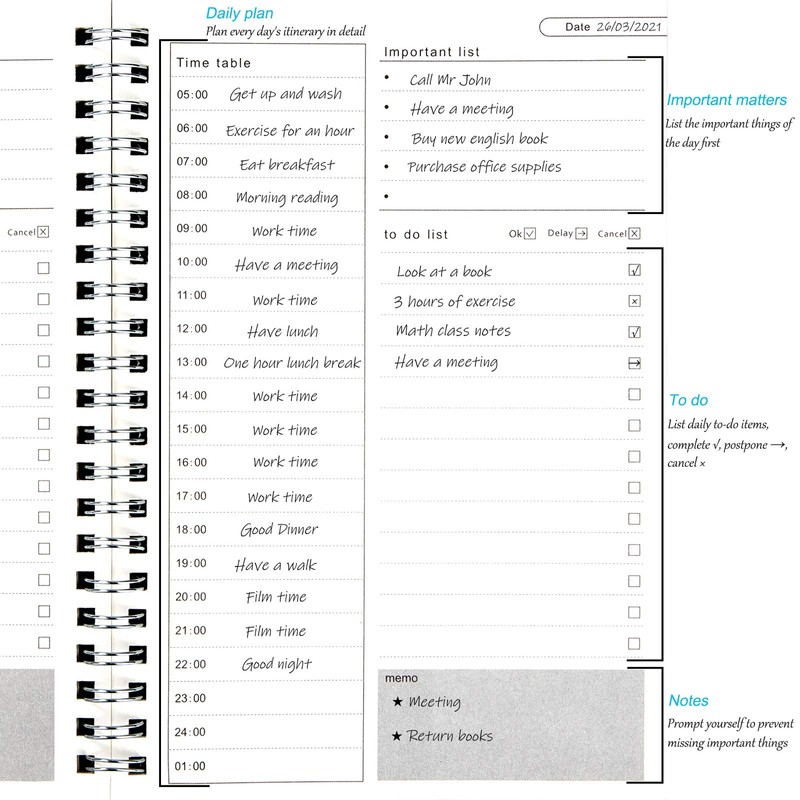 Time Management Manual to Do List Daily Planner Notepad Brown