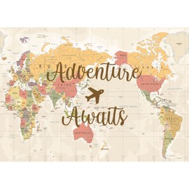 BELECO 5x3ft Fabric Adventure Awaits Baby Shower Backdrop World Map Adventure Begins World Travel Backdrop Let The Adventure Begin Background Birthday Party Decoration Supplies Photo Studio Props