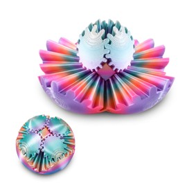 Gear Ball 3D Printed Fidget Toy,Diameter 6cm Spinning Gear Sphere Stress Relief Anxiety Fun Desk Toy for Adults Kids Stocking Filler Birthday Christmas White Elephant Gifts(Rainbow)