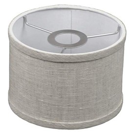 FenchelShades.com 7" Top Diameter x 7" Bottom Diameter x 5" Height Fabric Drum Lampshade European Attachment (Designer Linen Oatmeal)