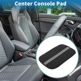A ABSOPRO Car Armrest Cushion Pad Non-slip 12.20"x7.09" Seat Box Cover Protector Microfiber Leather Black,Gray Center Console Lid